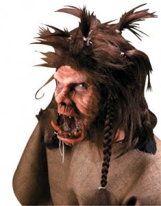 brown drooly troll mask with bad hair and an almost disconnected jaw. Ew.