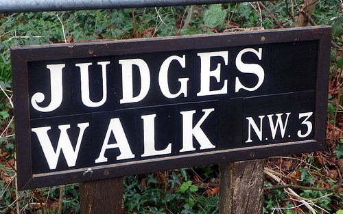 sign from the UK that says "judges walk"