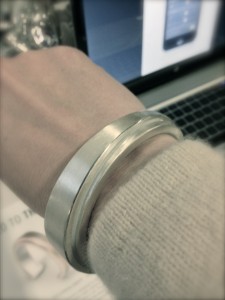 pic of a silver, designed bracelet